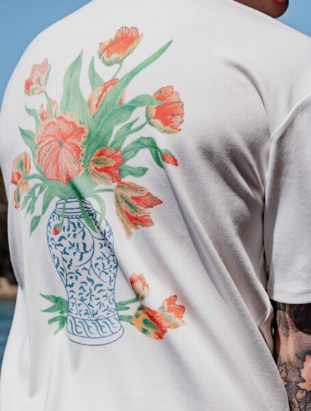 Übergroßes Tulpen-T-Shirt Off White