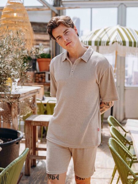 Knitted Oversized Sand Polo
