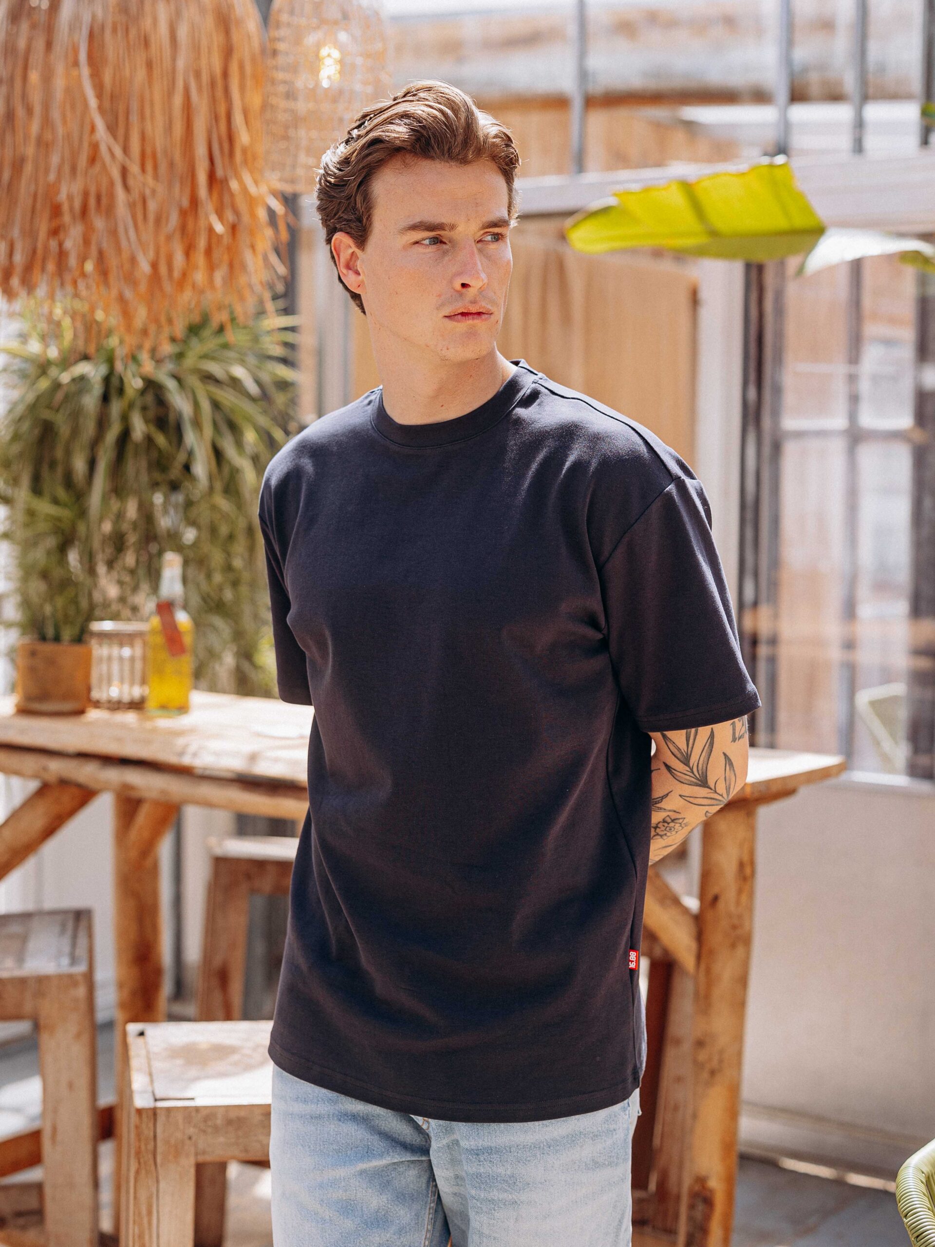 La Cuisine Lemon Navy Oversized T-shirt 1608 WEAR