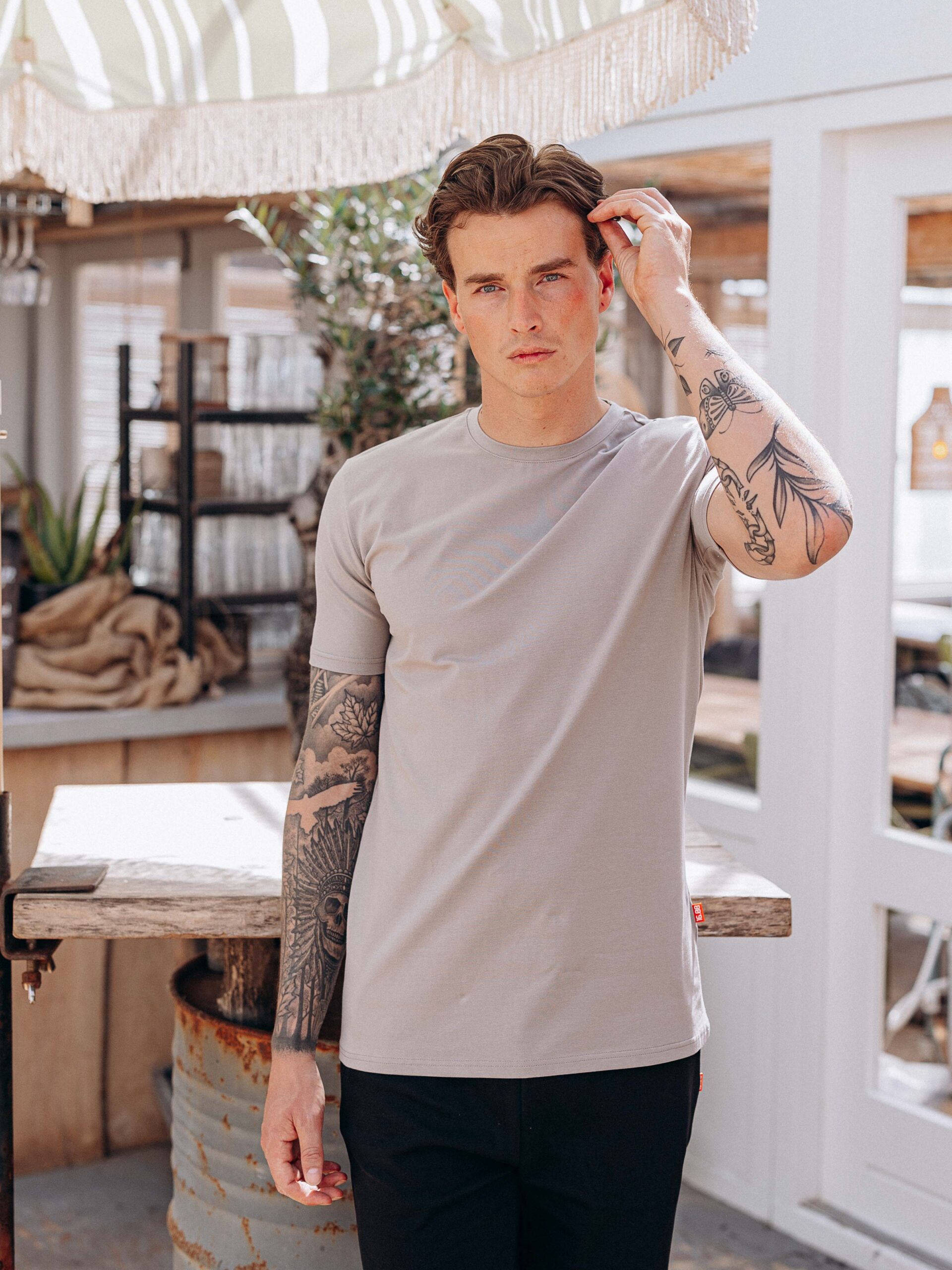 Global Taupe Slim Fit T-shirt 1608 WEAR