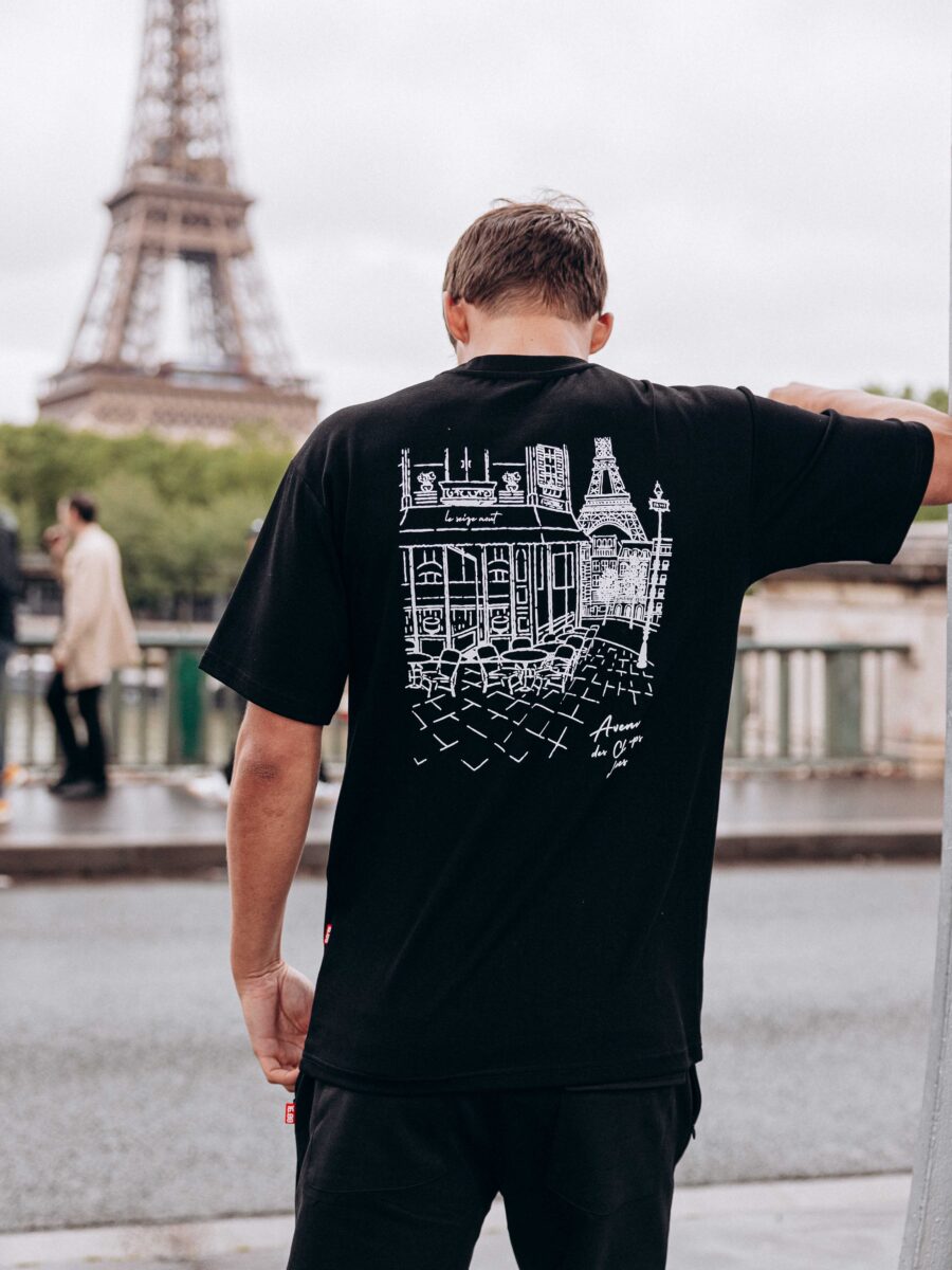 Eiffel Tower Black Oversized T-shirt 1608 WEAR