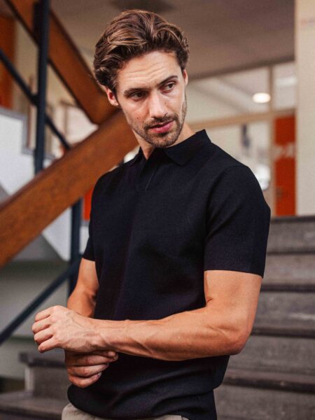 Black Knit Polo