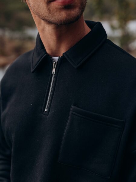 Black Polo Zipper Sweater