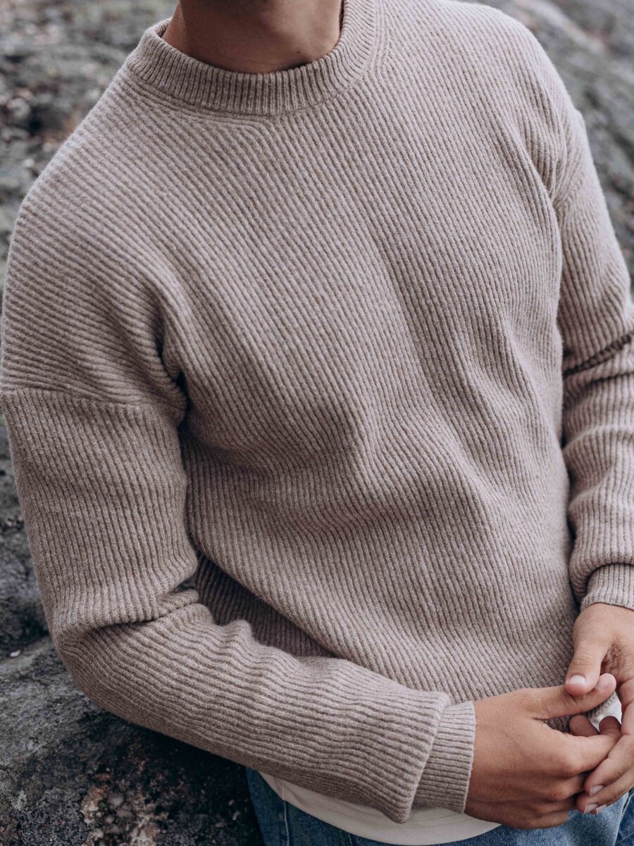 Beige Oversized Knitted Longsleeve