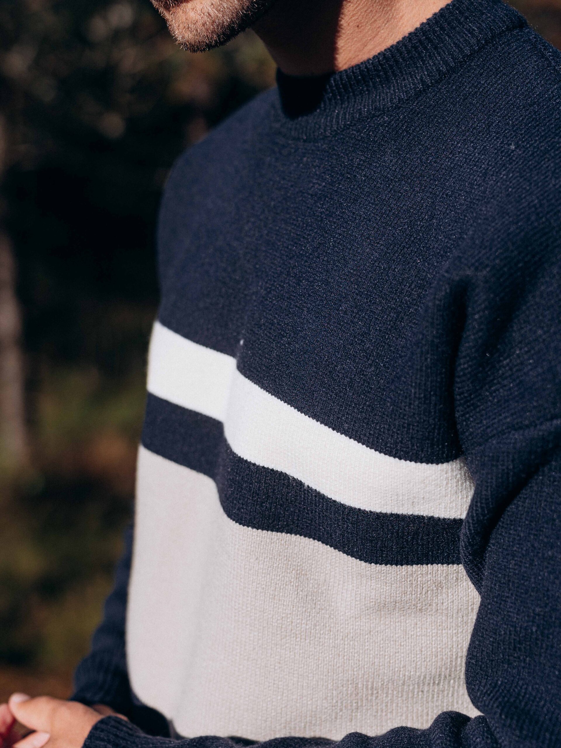 Navy Knit Combi Sweater 1608 WEAR