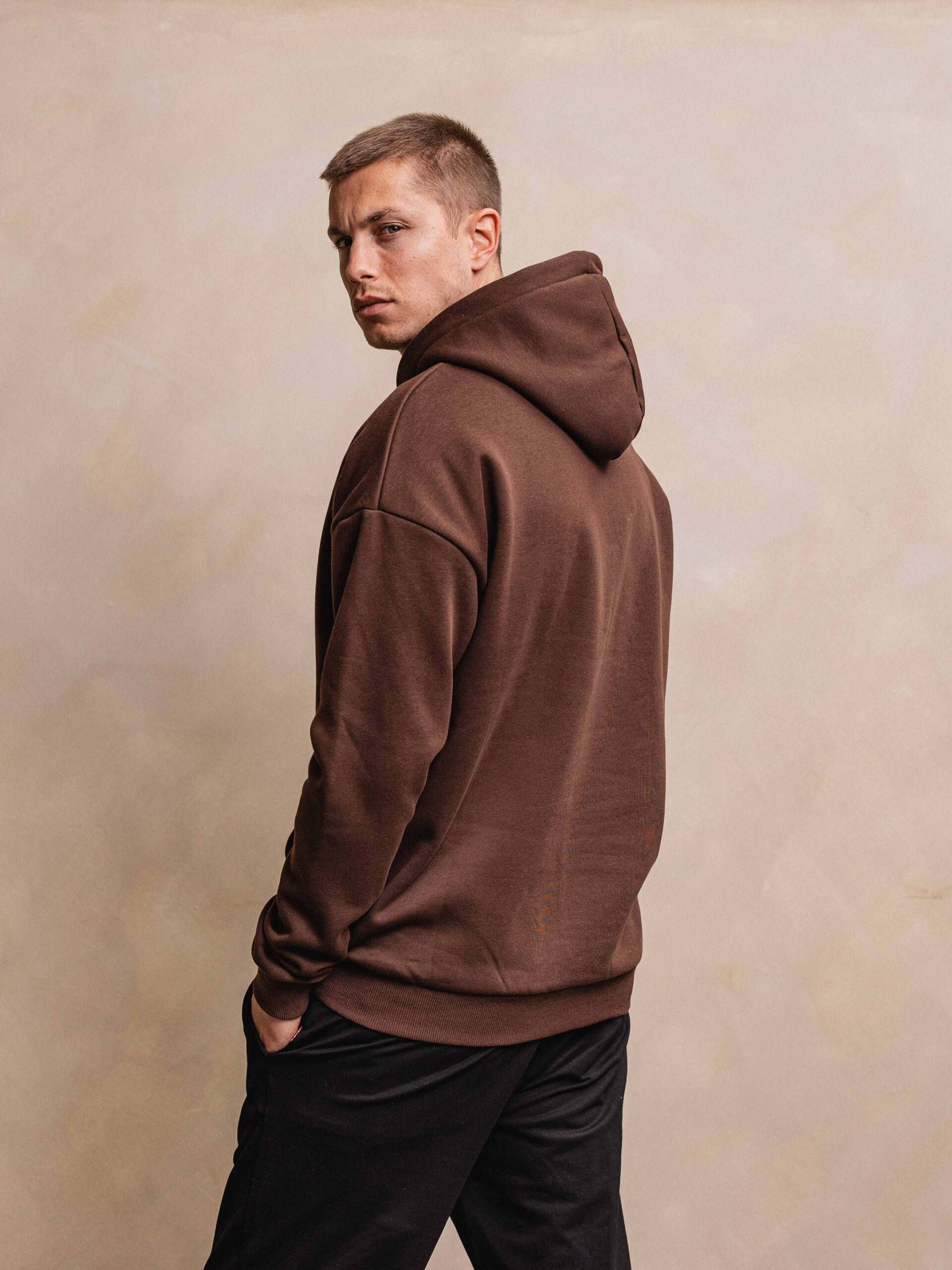 Brown Basic Oversized Hoodie 1608 WEAR