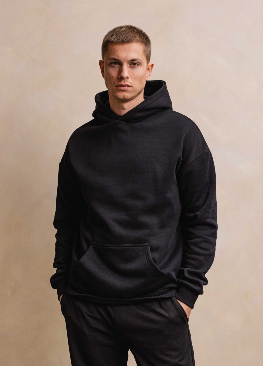 Black Basic Oversized Hoodie