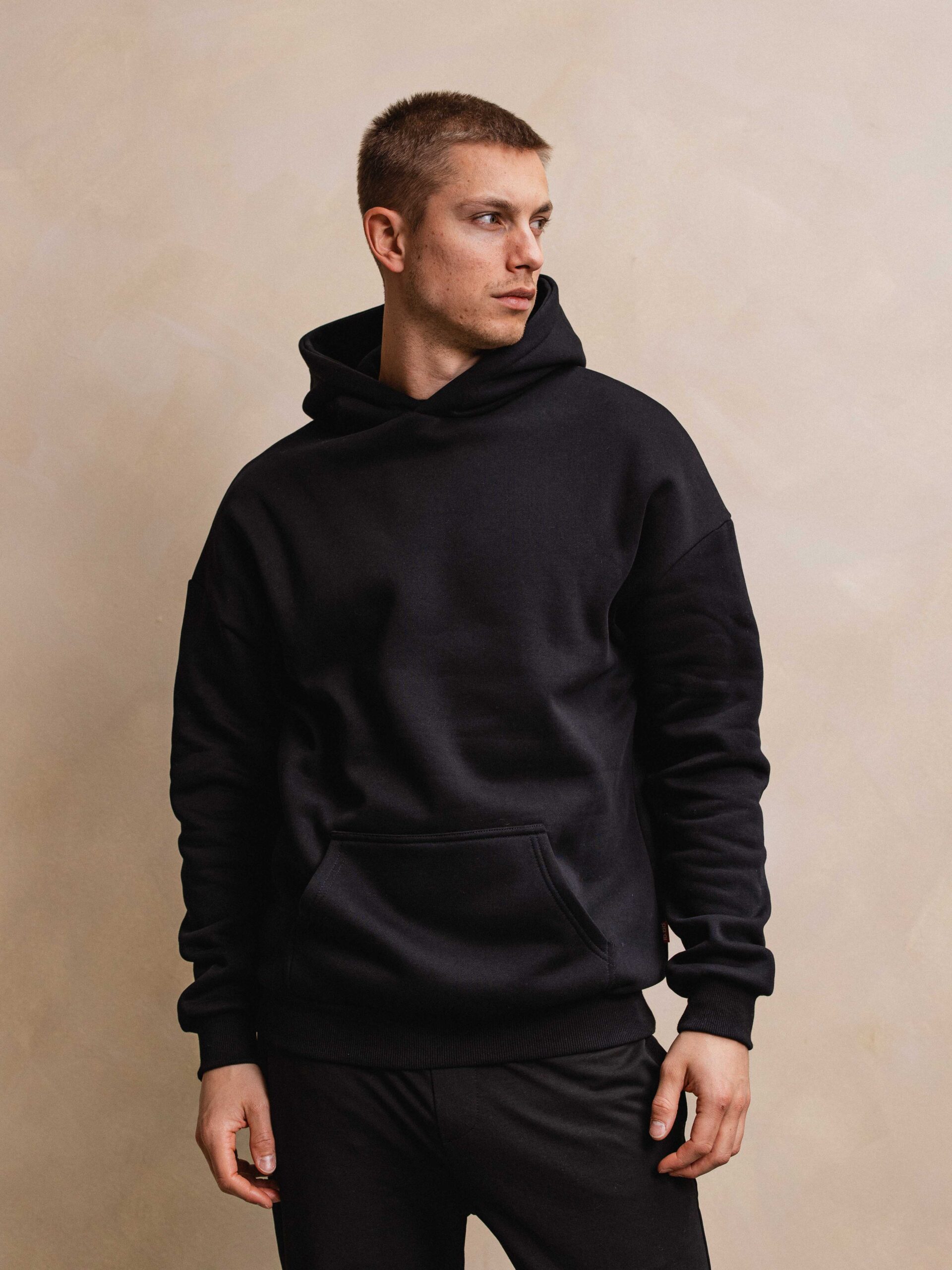 Black Basic Oversized Hoodie 1608 WEAR