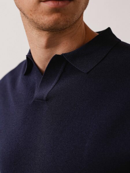 Navy Knit Longsleeve Polo