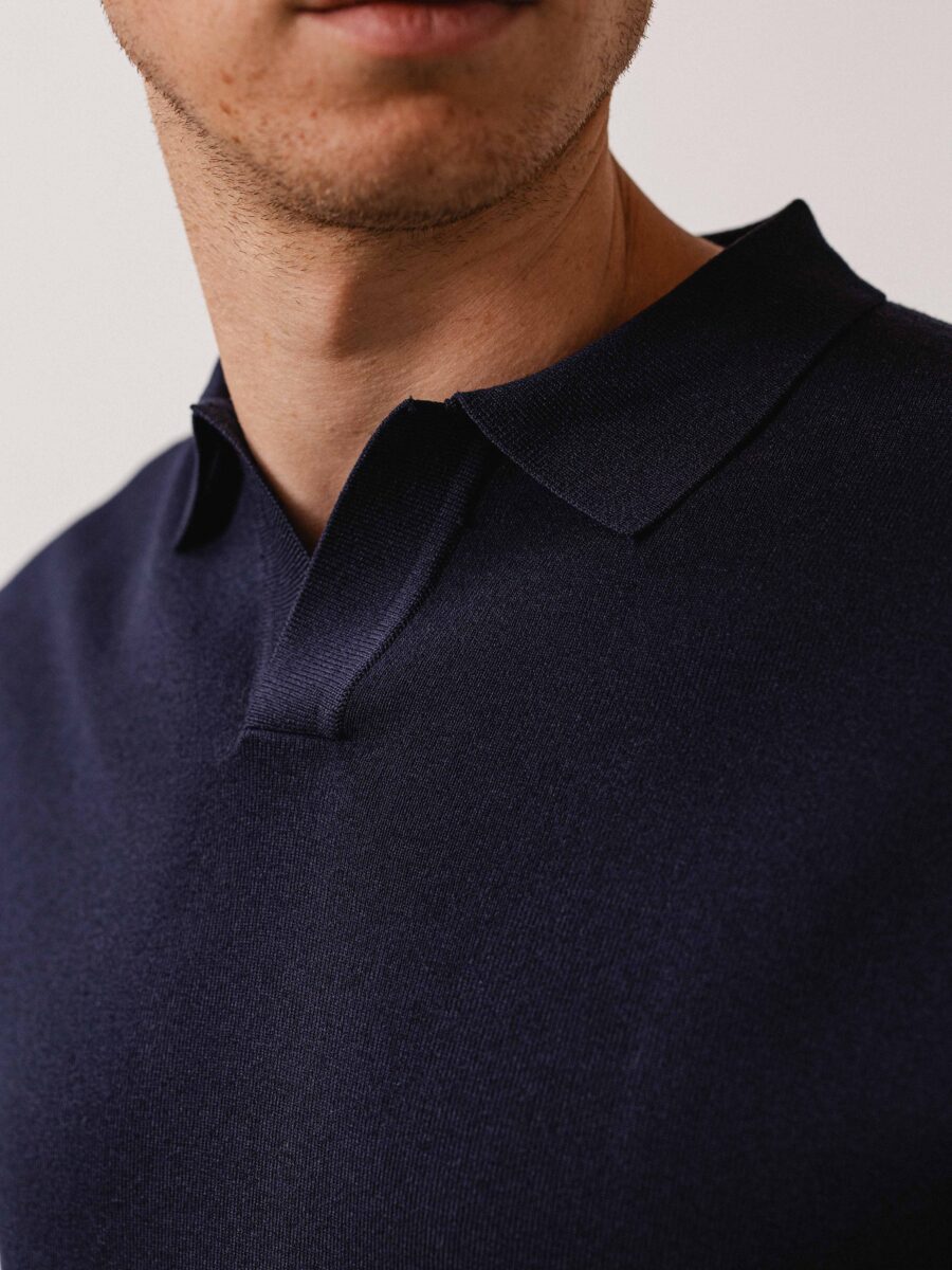 Navy Knit Longsleeve Polo