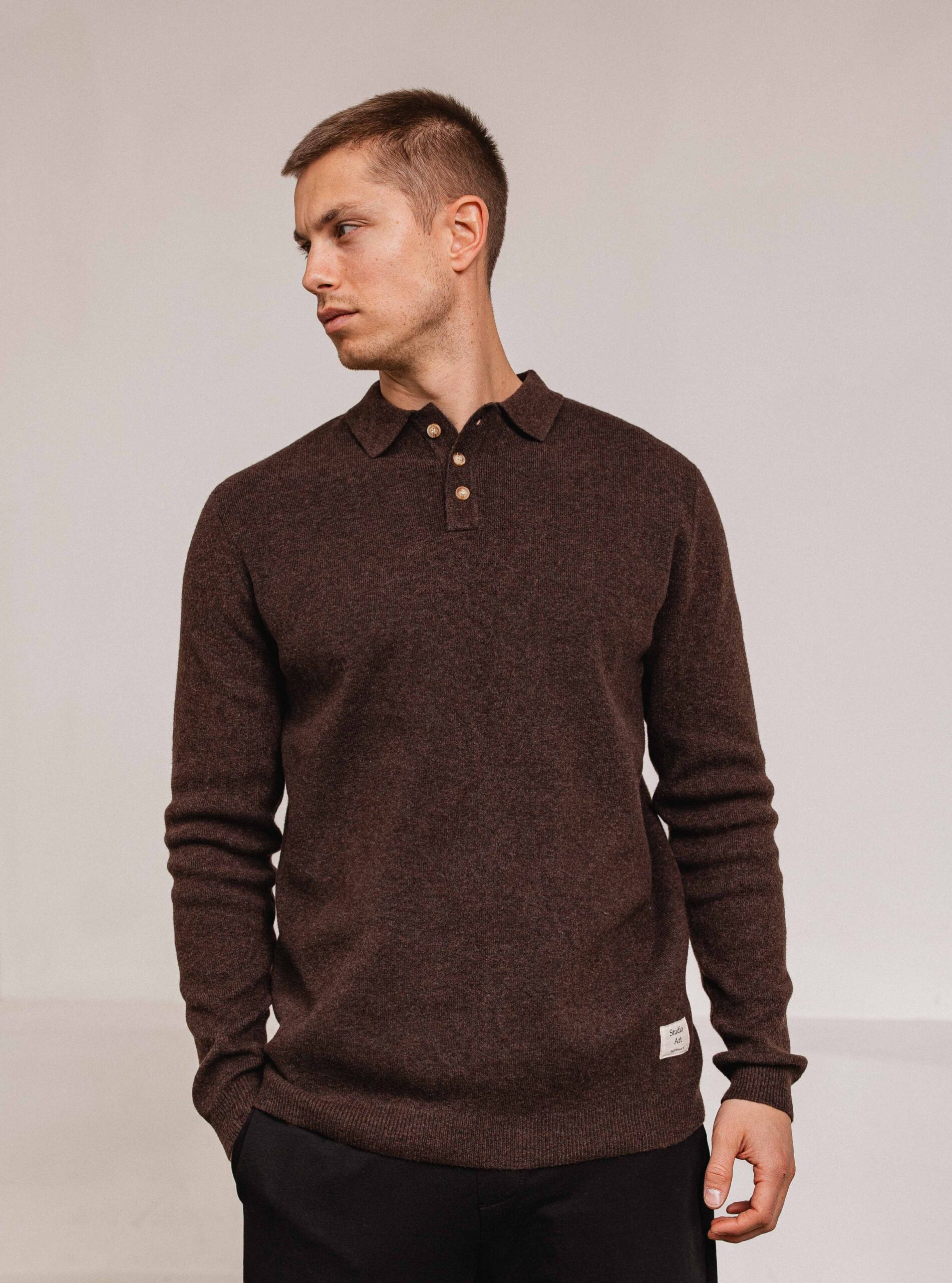 Dark Brown Art Knitted Polo 1608 WEAR