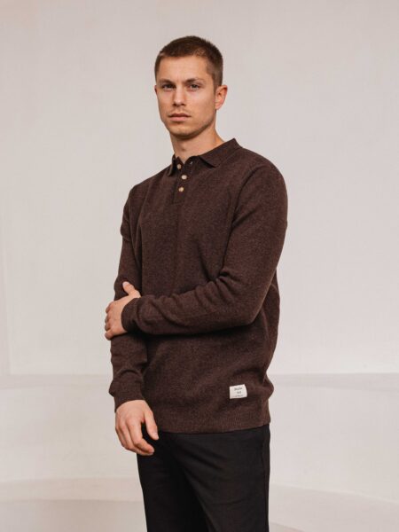 Dark Brown Art Knitted Polo