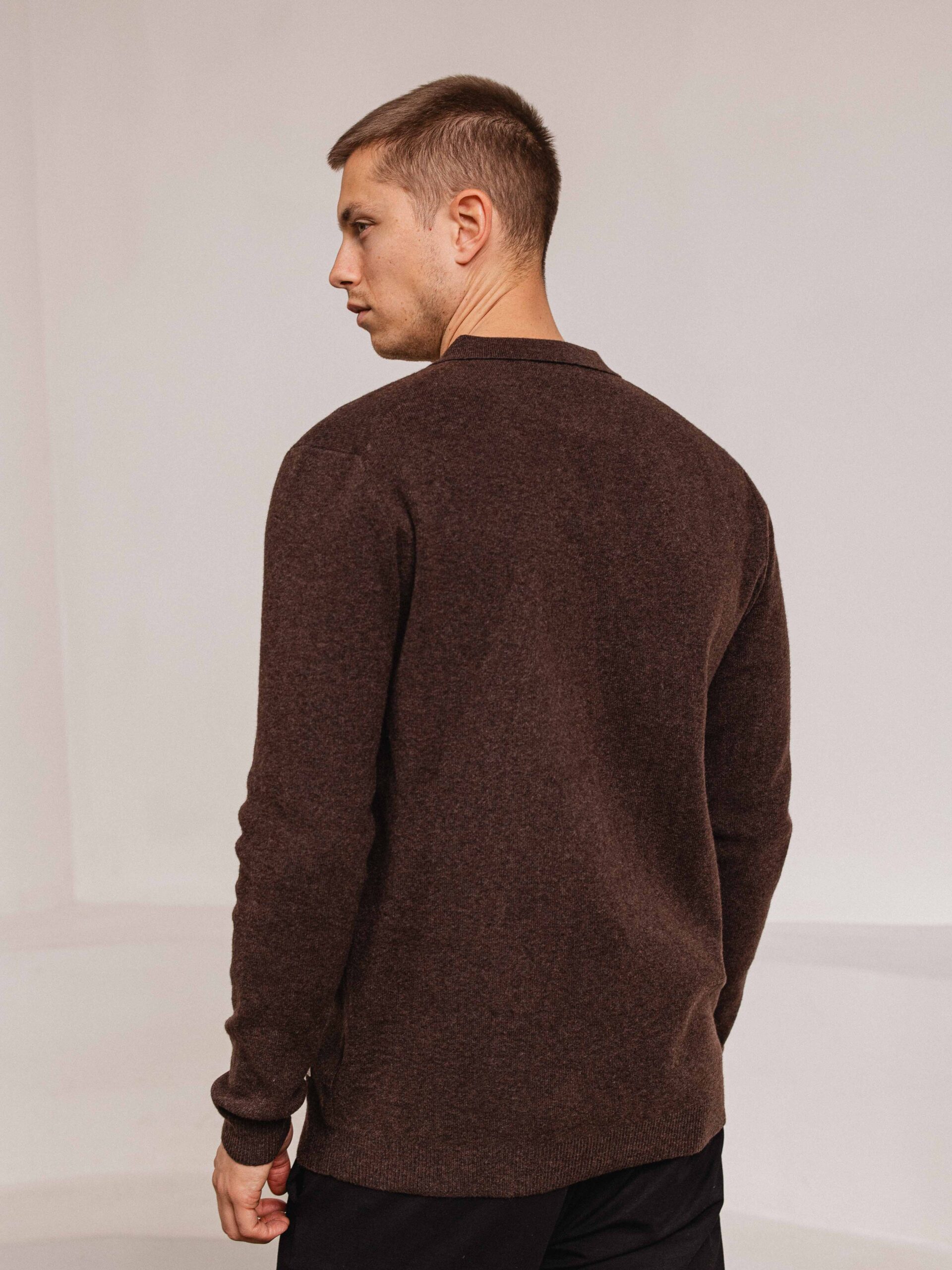 Dark Brown Art Knitted Polo 1608 WEAR