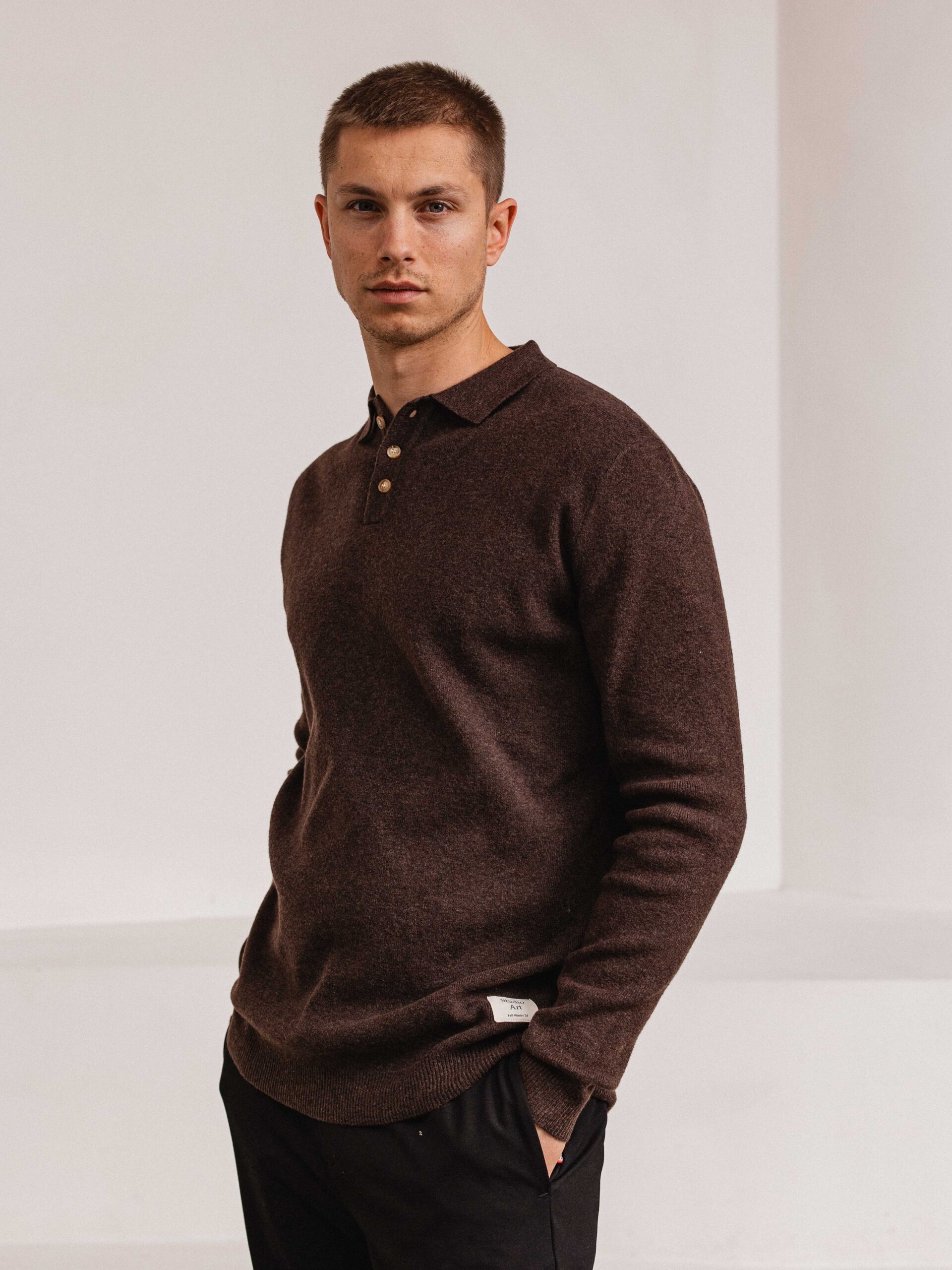 Dark Brown Art Knitted Polo 1608 WEAR