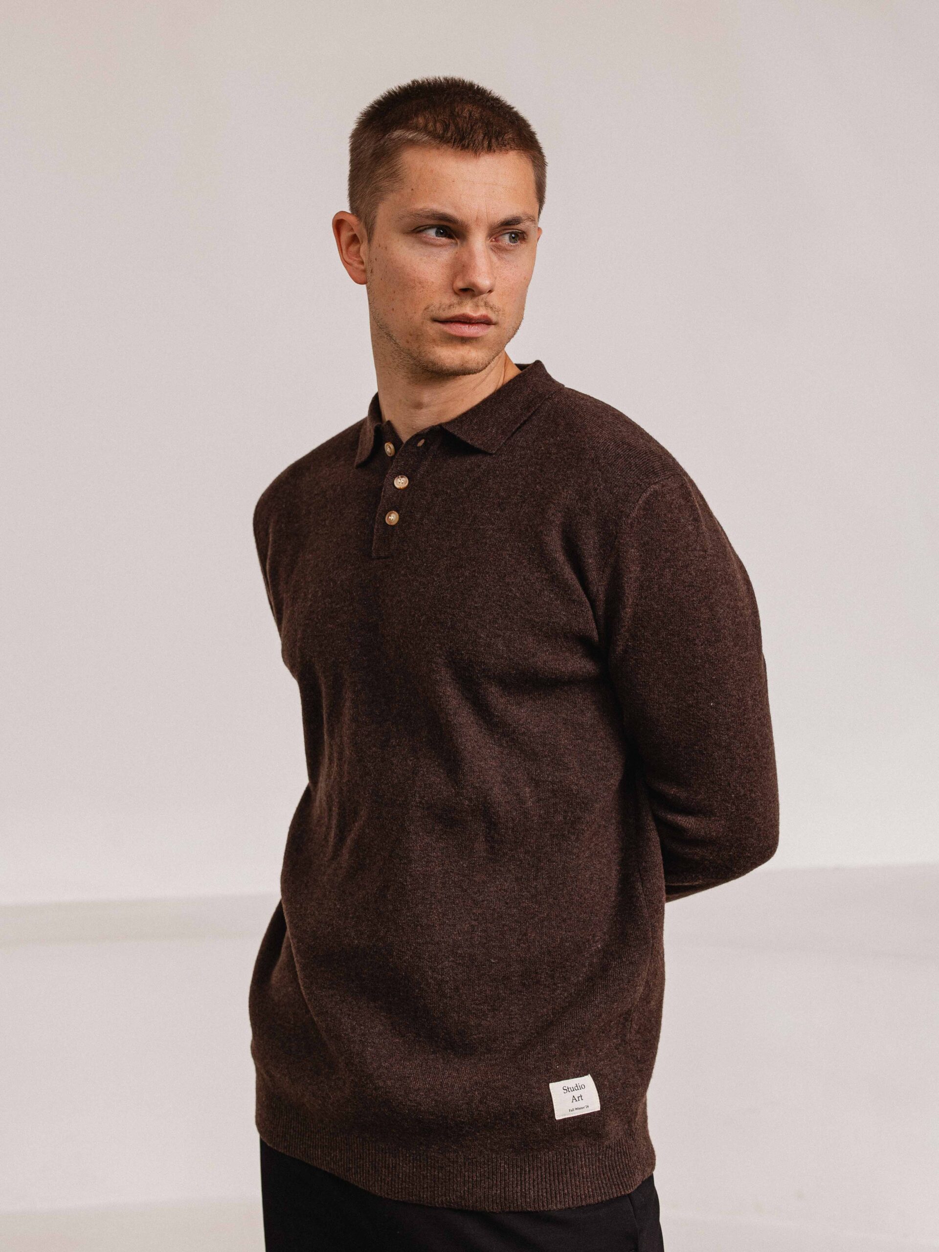 Dark Brown Art Knitted Polo 1608 WEAR