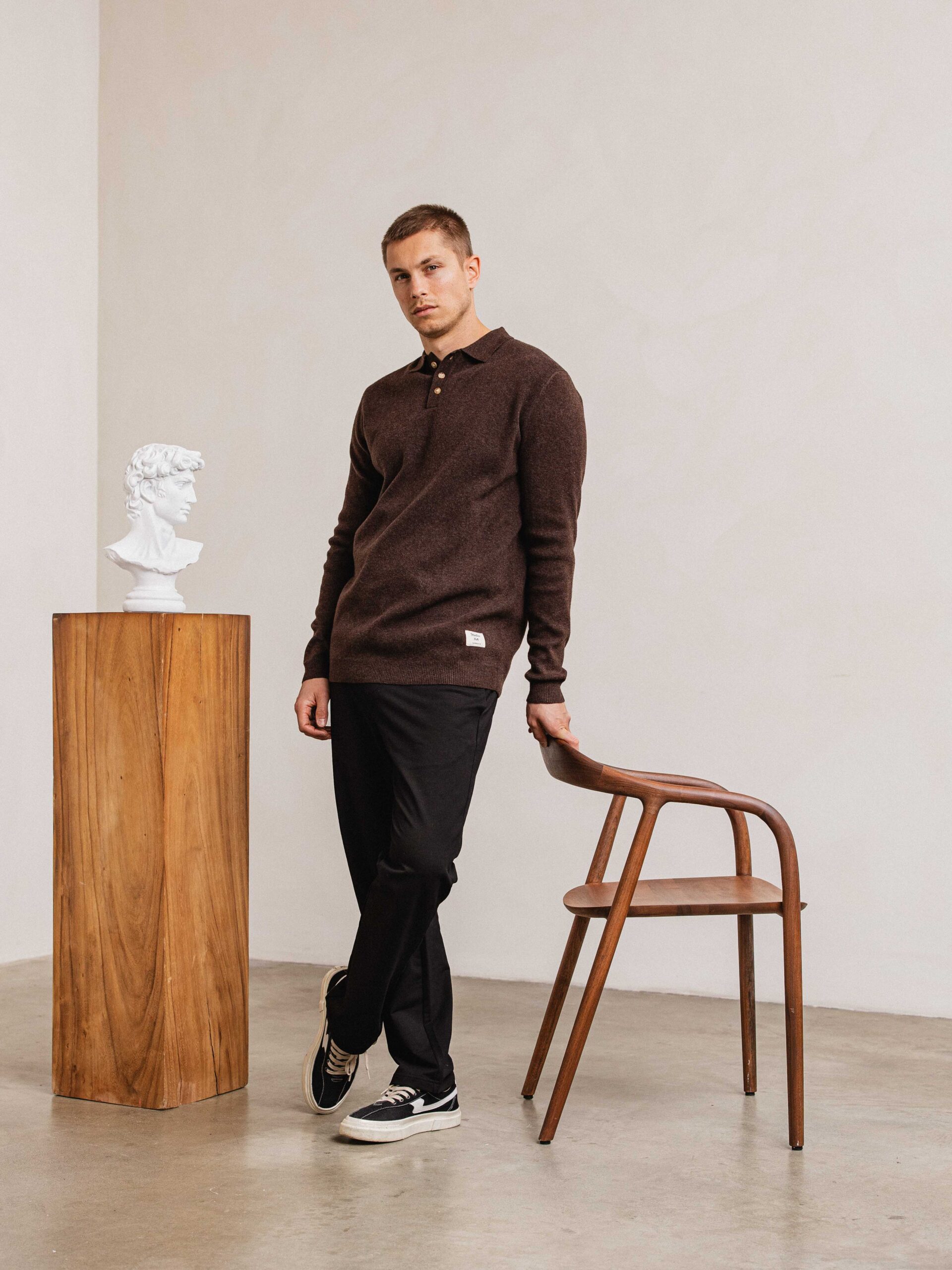 Dark Brown Art Knitted Polo 1608 WEAR