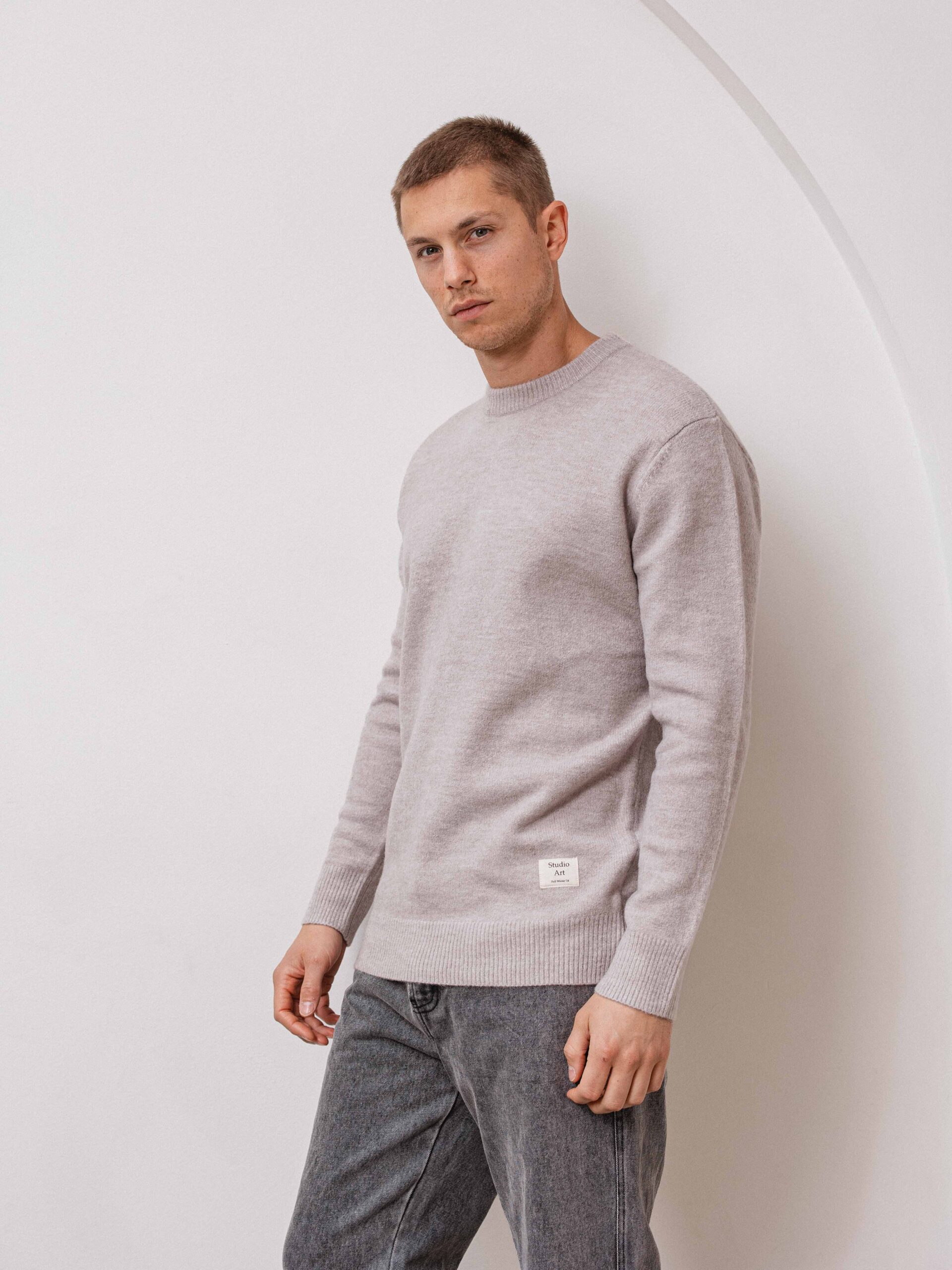 Taupe Label Texture Sweater 1608 WEAR