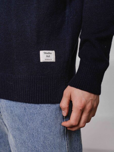 Navy Label Texture Sweater