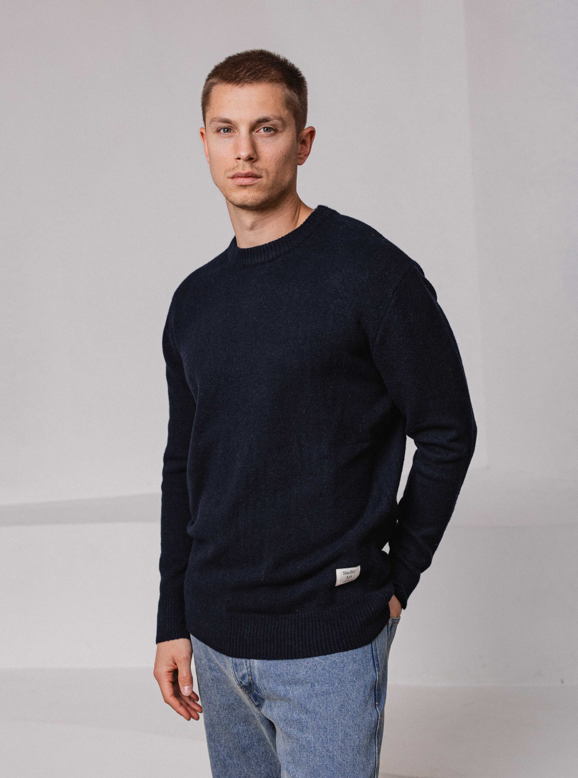 Navy Label Texture Sweater 1608 WEAR