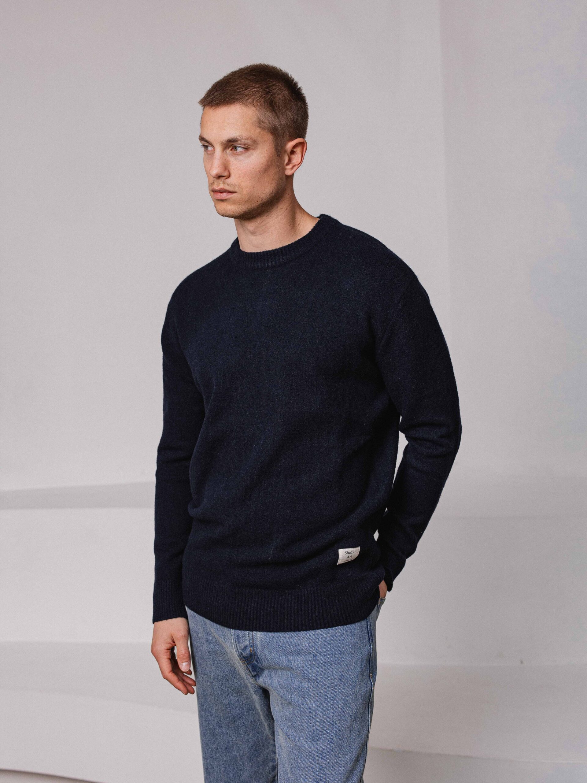 Navy Label Texture Sweater 1608 WEAR