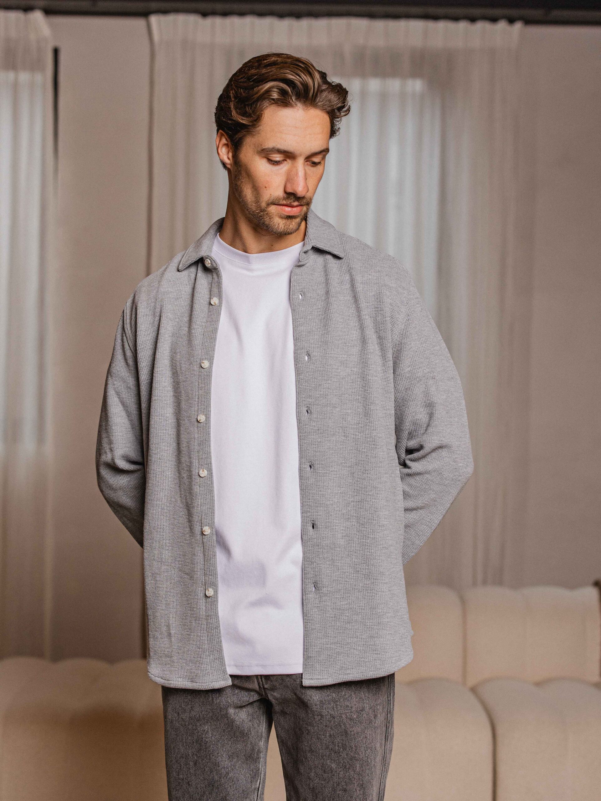 Grey Waffle Overshirt 1608 WEAR