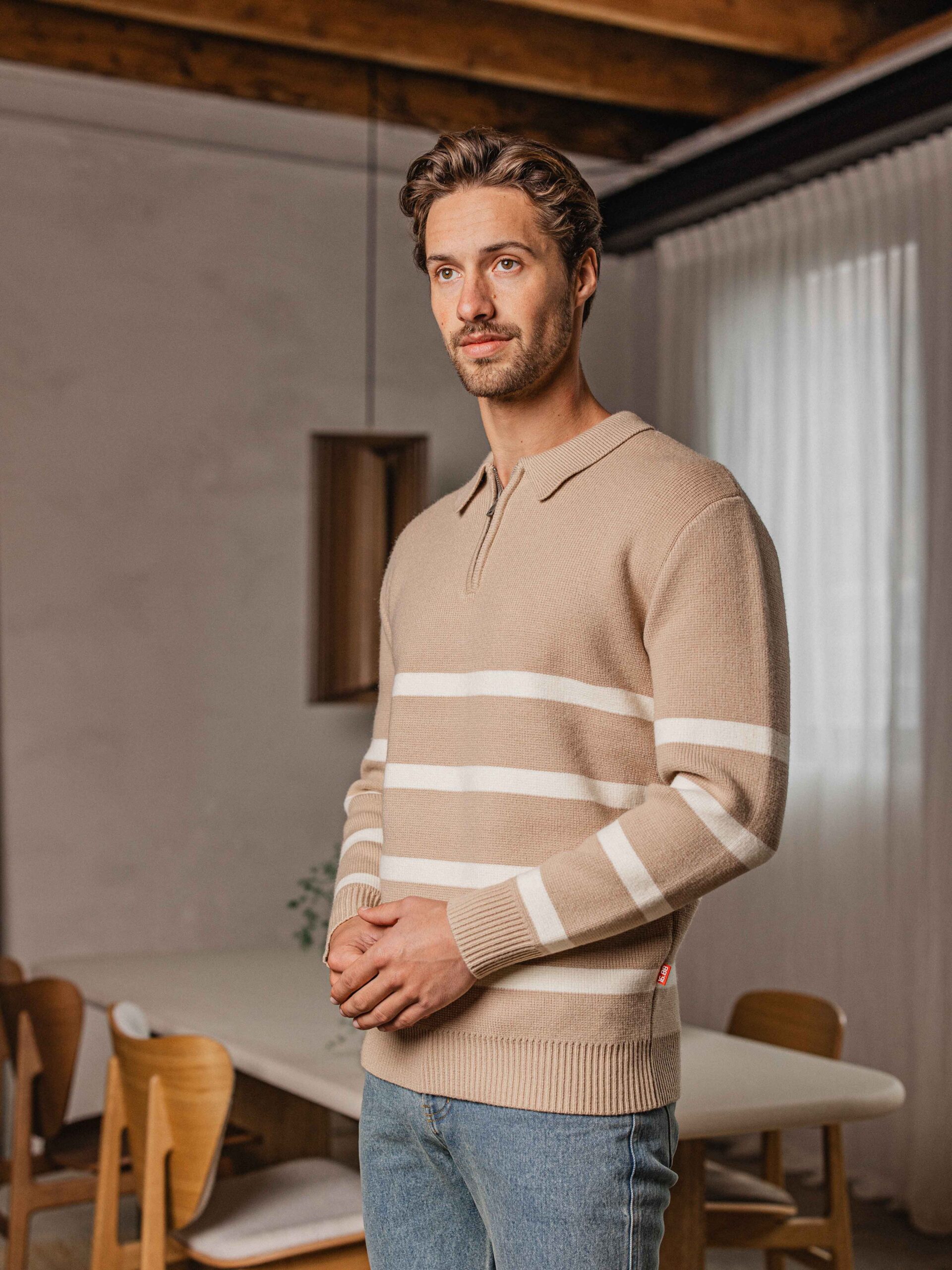 Beige Stripe Sweater 1608 WEAR