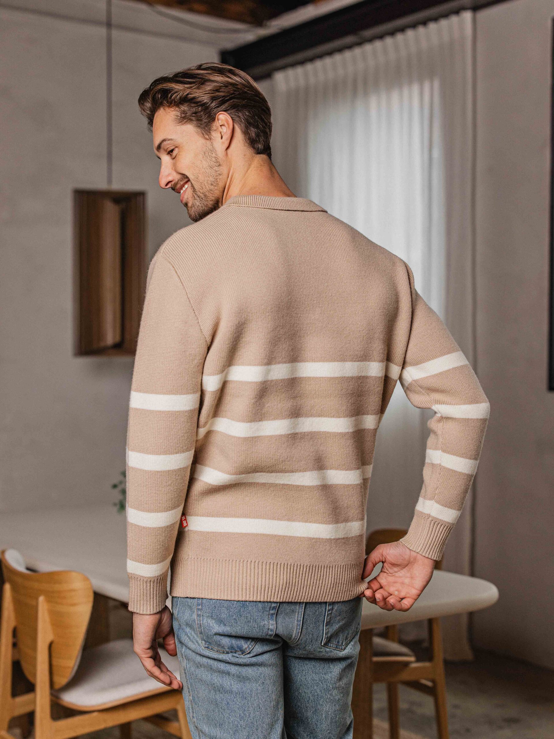 Beige Stripe Sweater 1608 WEAR