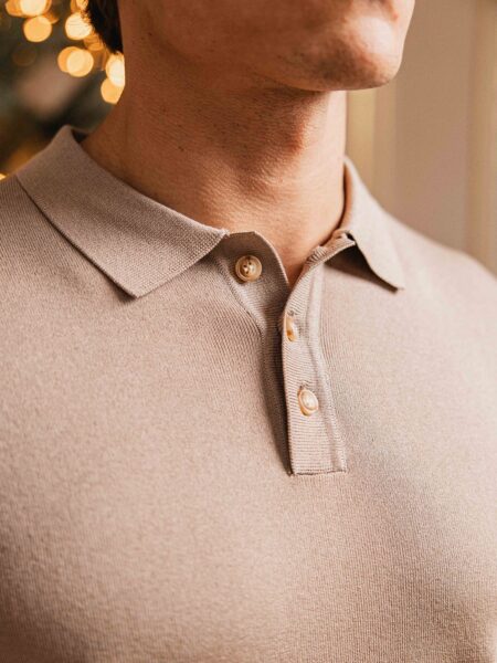 Brown Knit Button Polo