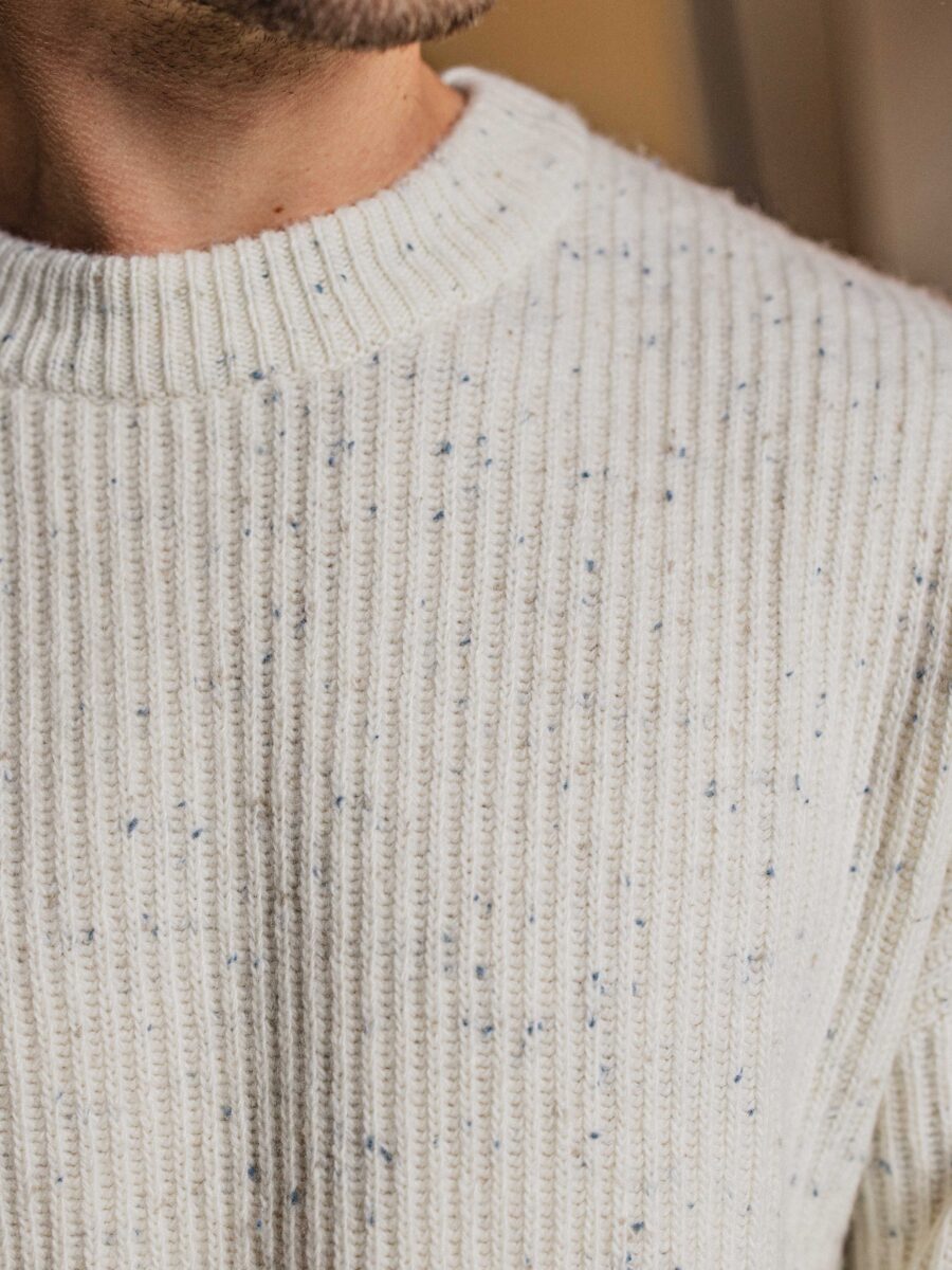 White Melange Knitted Sweater