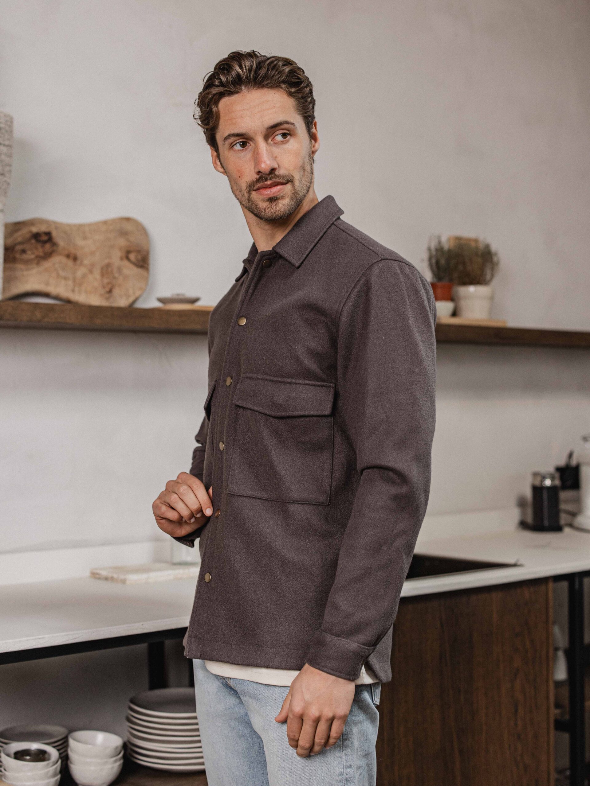 Brown Button Overshirt 1608 WEAR