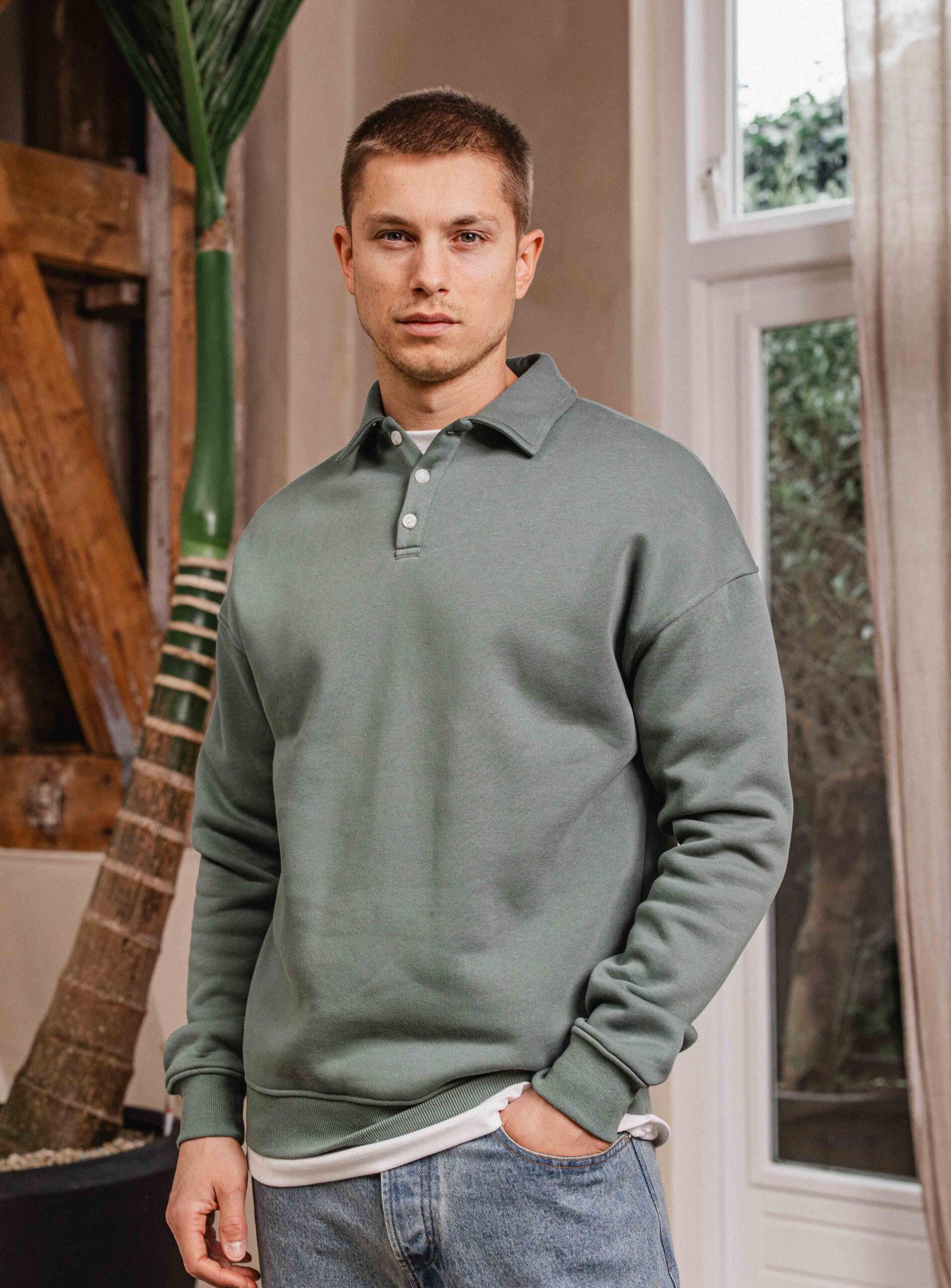 Green Oversized Polo Sweater 1608 WEAR