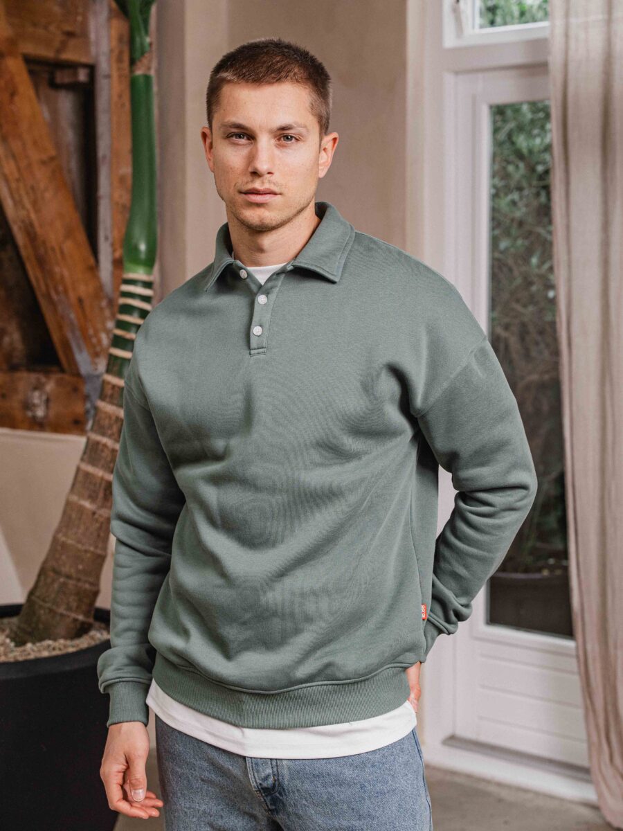 Green Oversized Polo Sweater 1608 WEAR