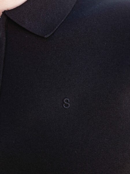 Black Knit Polo Zipper