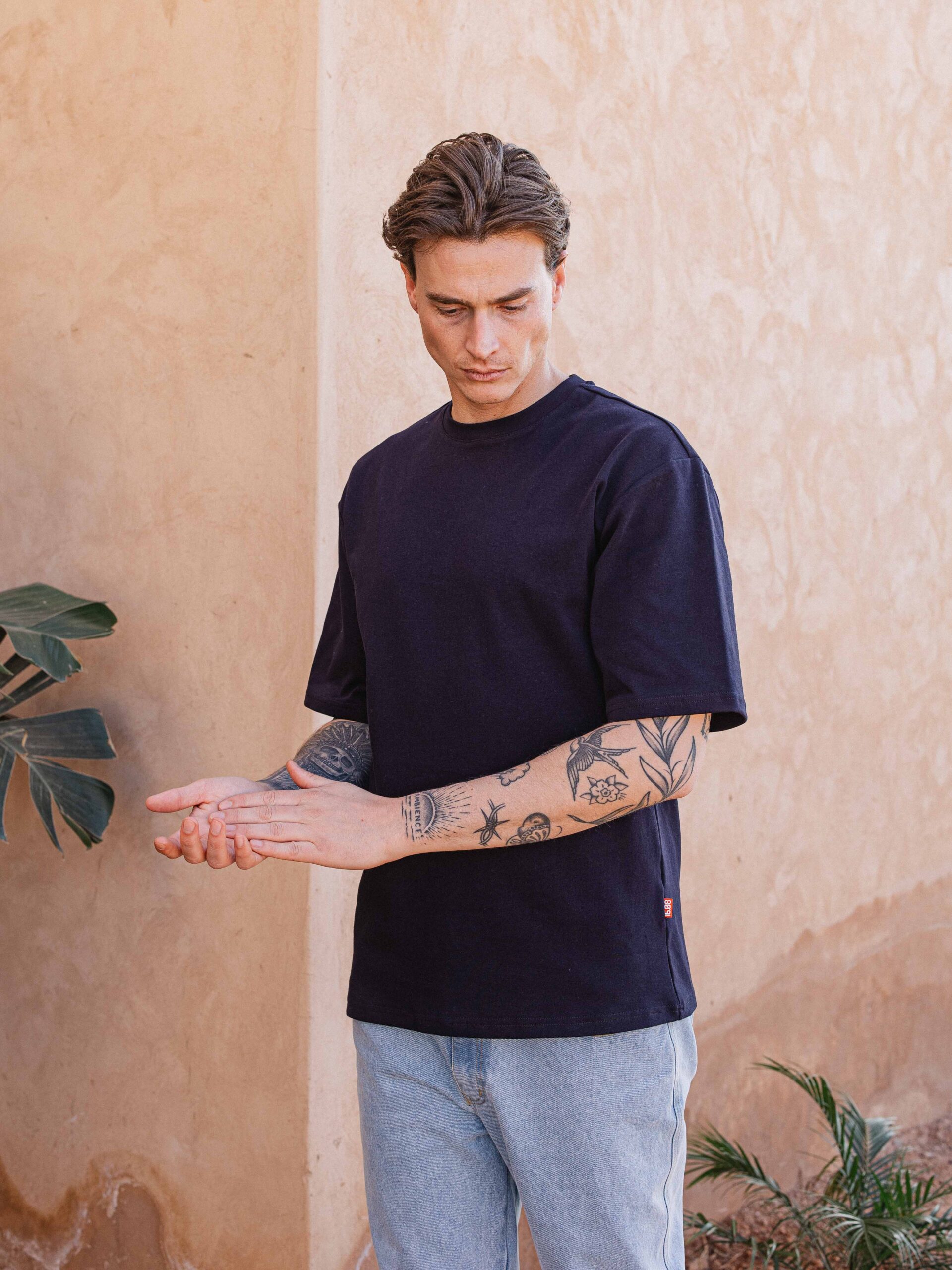 Navy Sleeve Oversized T-shirt 1608 WEAR