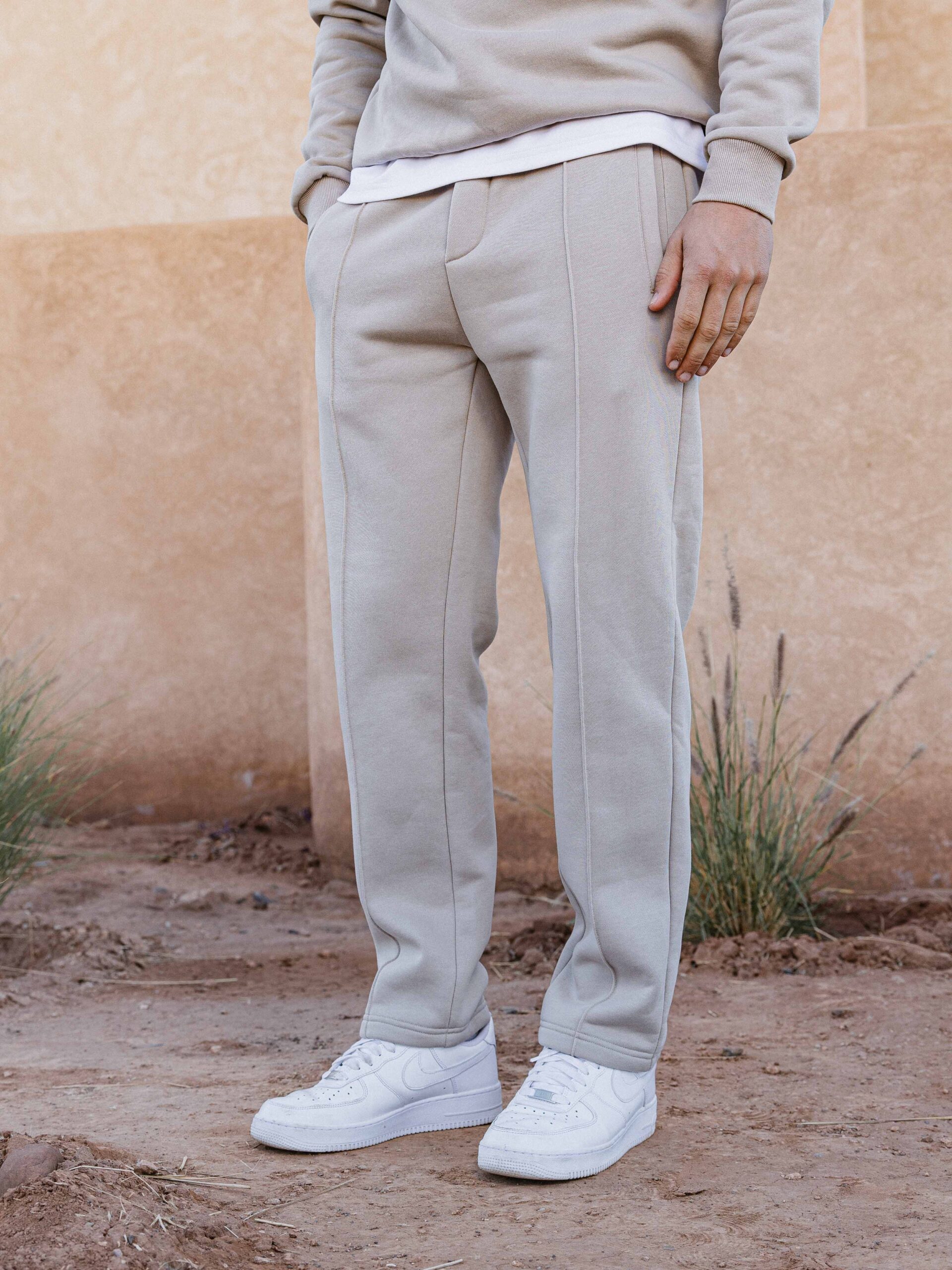 Beige Ankle Sweat Pants 1608 WEAR