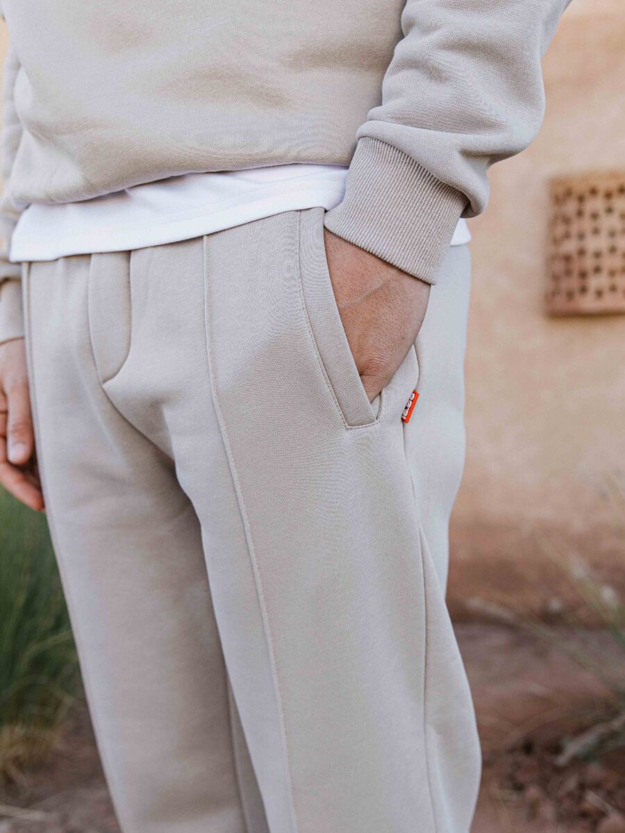 Beige Casual Sweat Pants