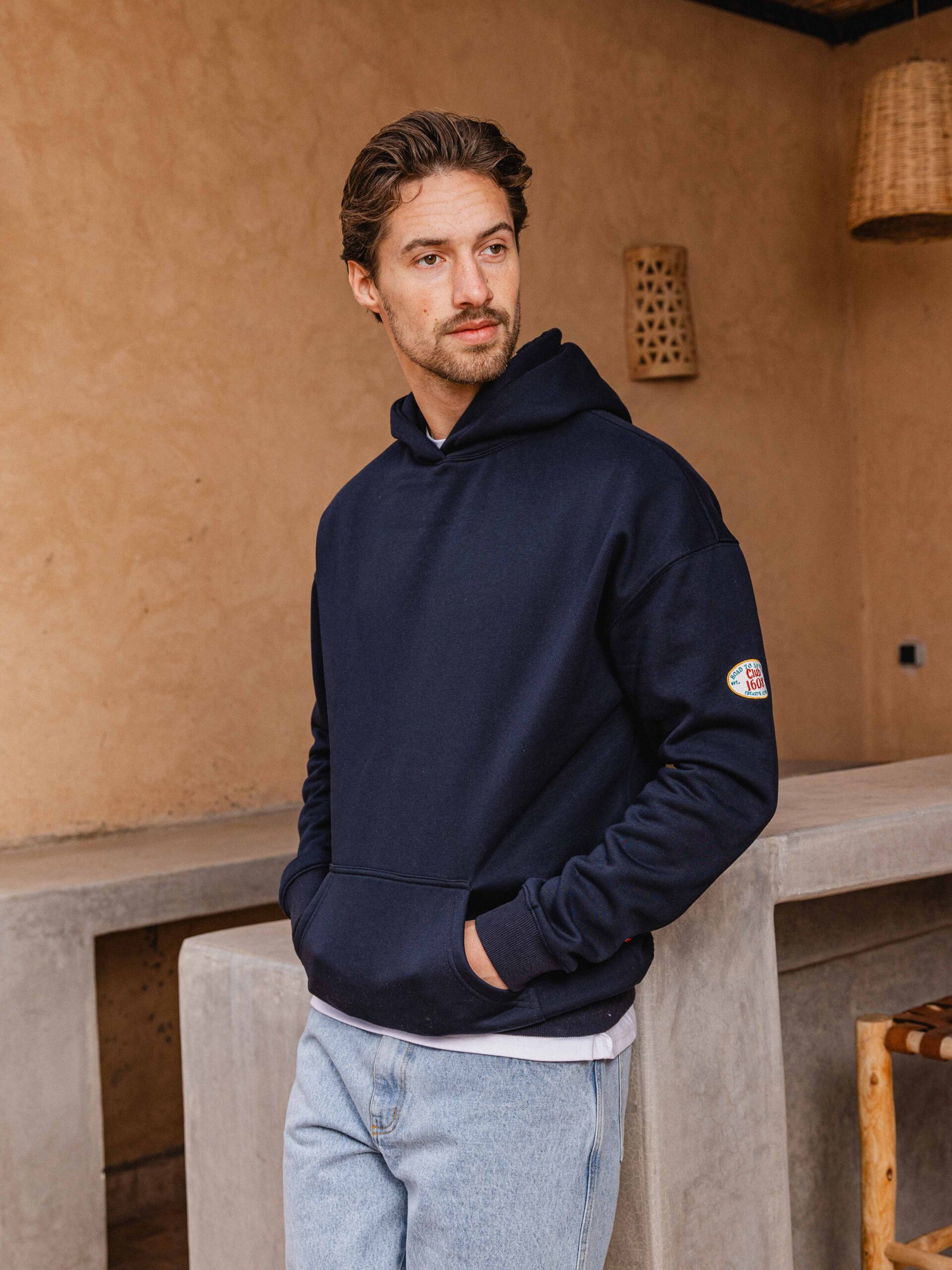 Navy Patch Oversized Hoodie 1608 WEAR