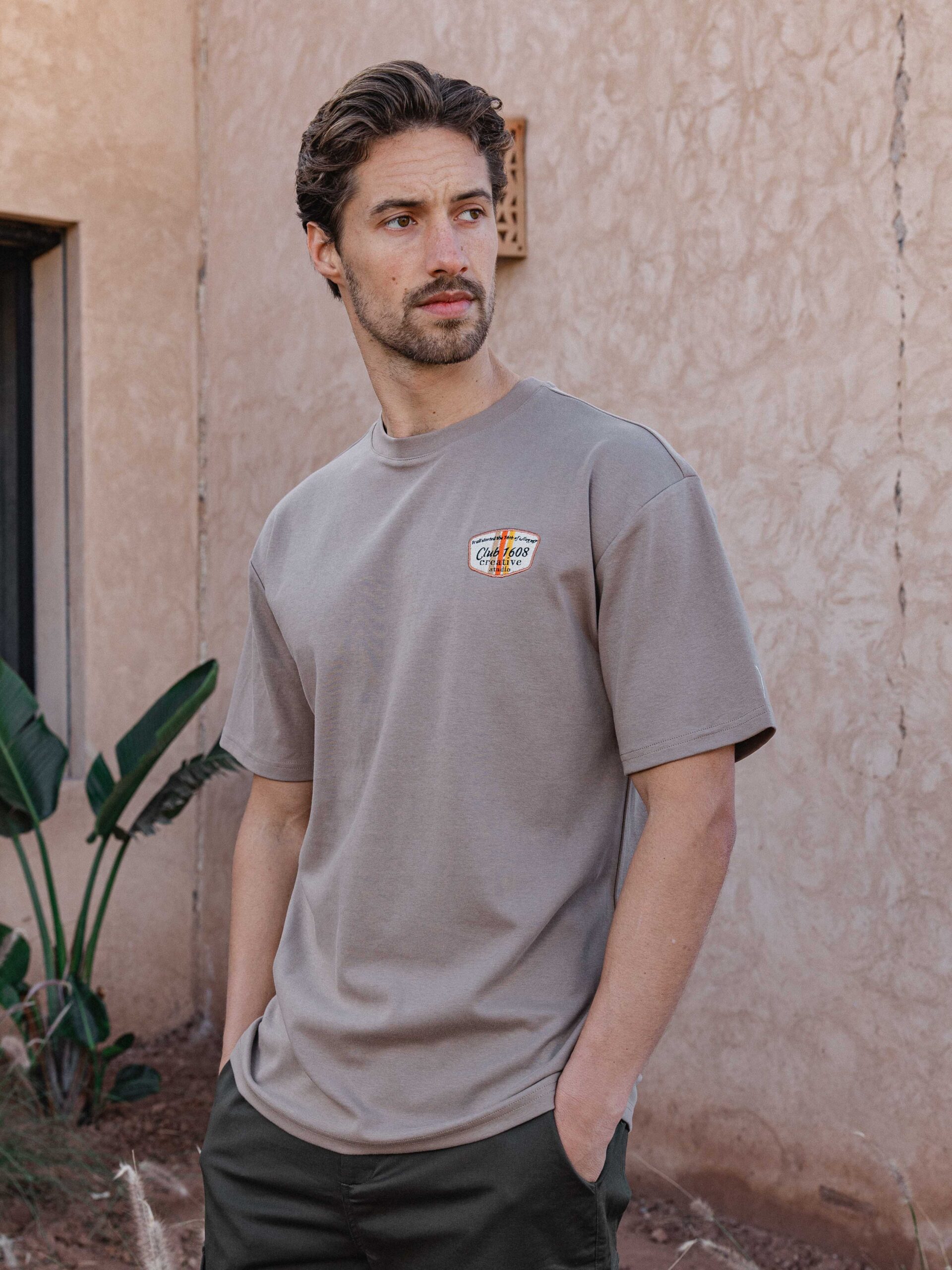 Light Brown Club Patch T-shirt 1608 WEAR