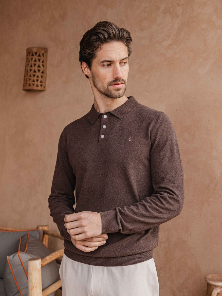 Dark Brown Boucle Polo