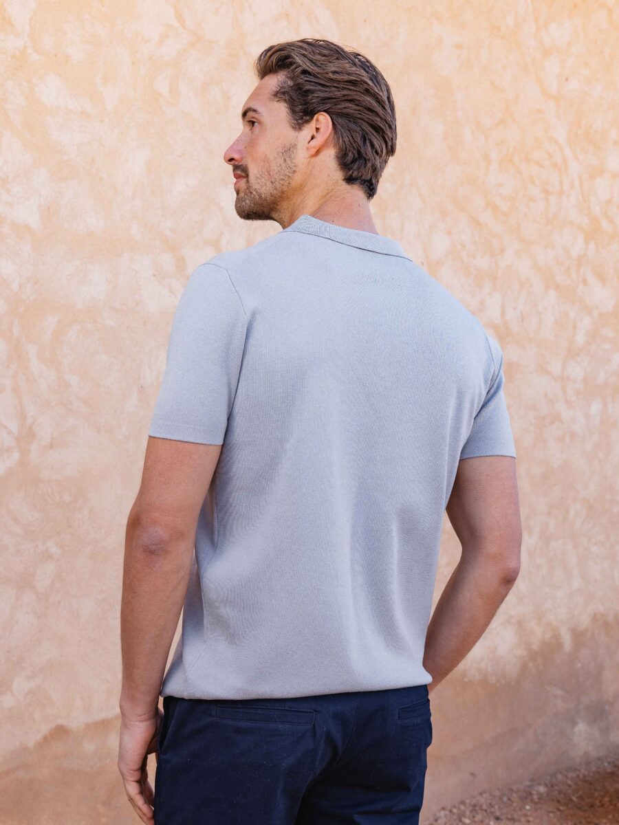Light Grey Knit Polo Zipper