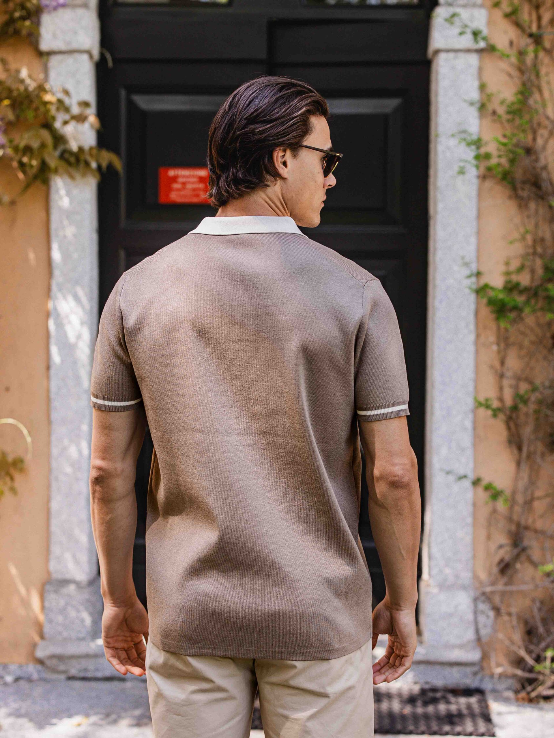 Brown Knit Collar Polo 1608 WEAR
