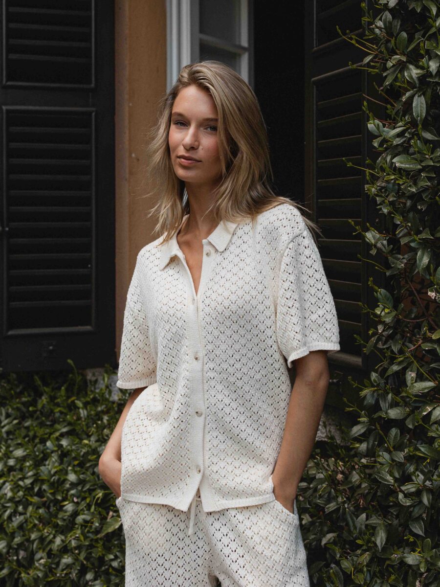 Creme Crochet Polo