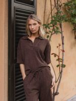 Brown Knit Polo