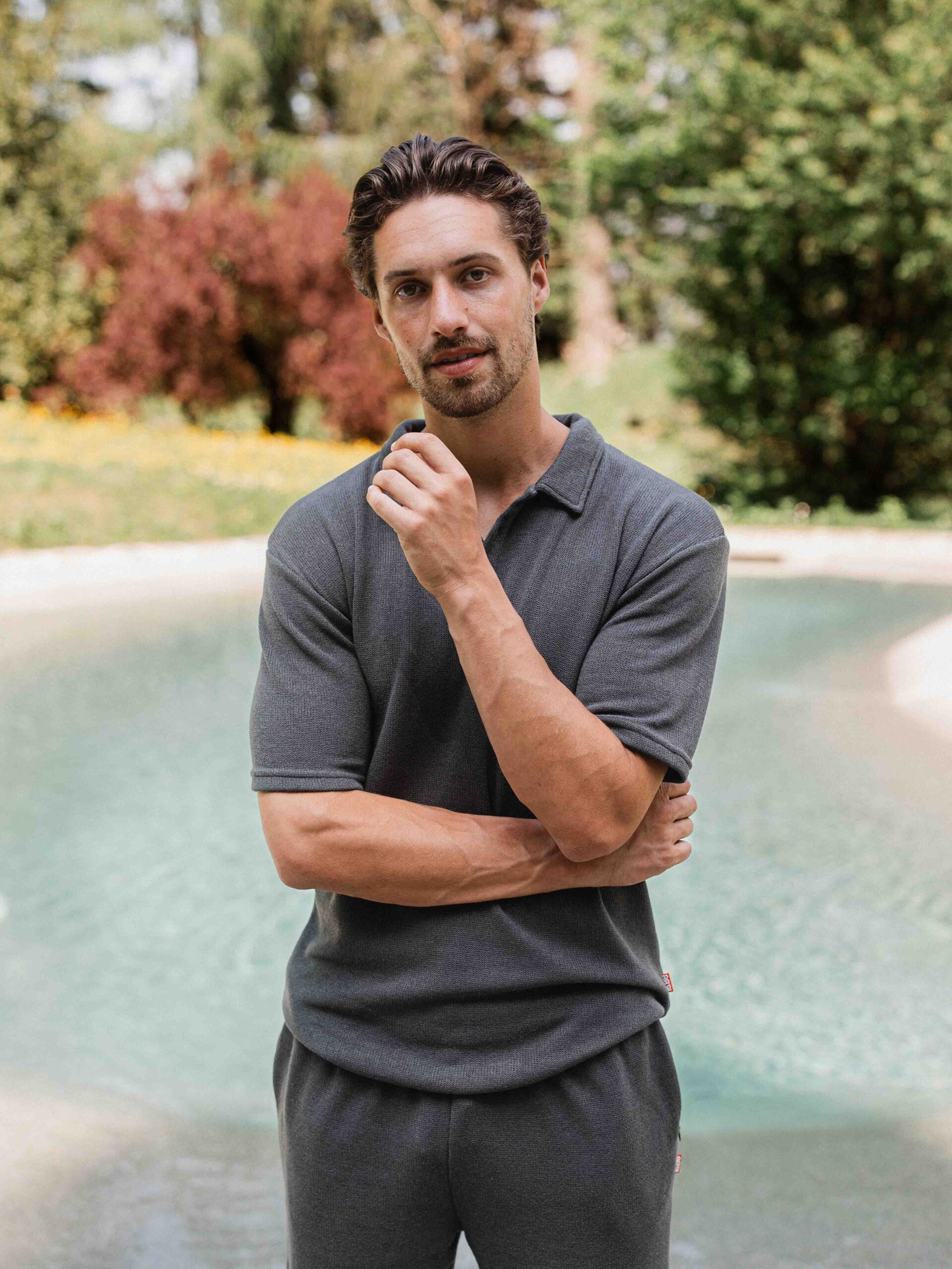 Dark Grey Knitted Polo 1608 WEAR