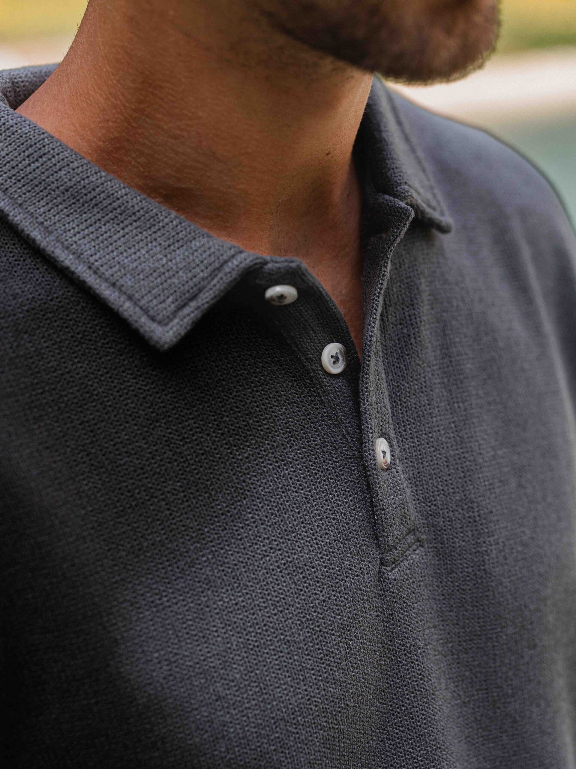 Dark Grey Knitted Polo 1608 WEAR