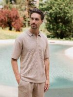Sand Knitted Polo