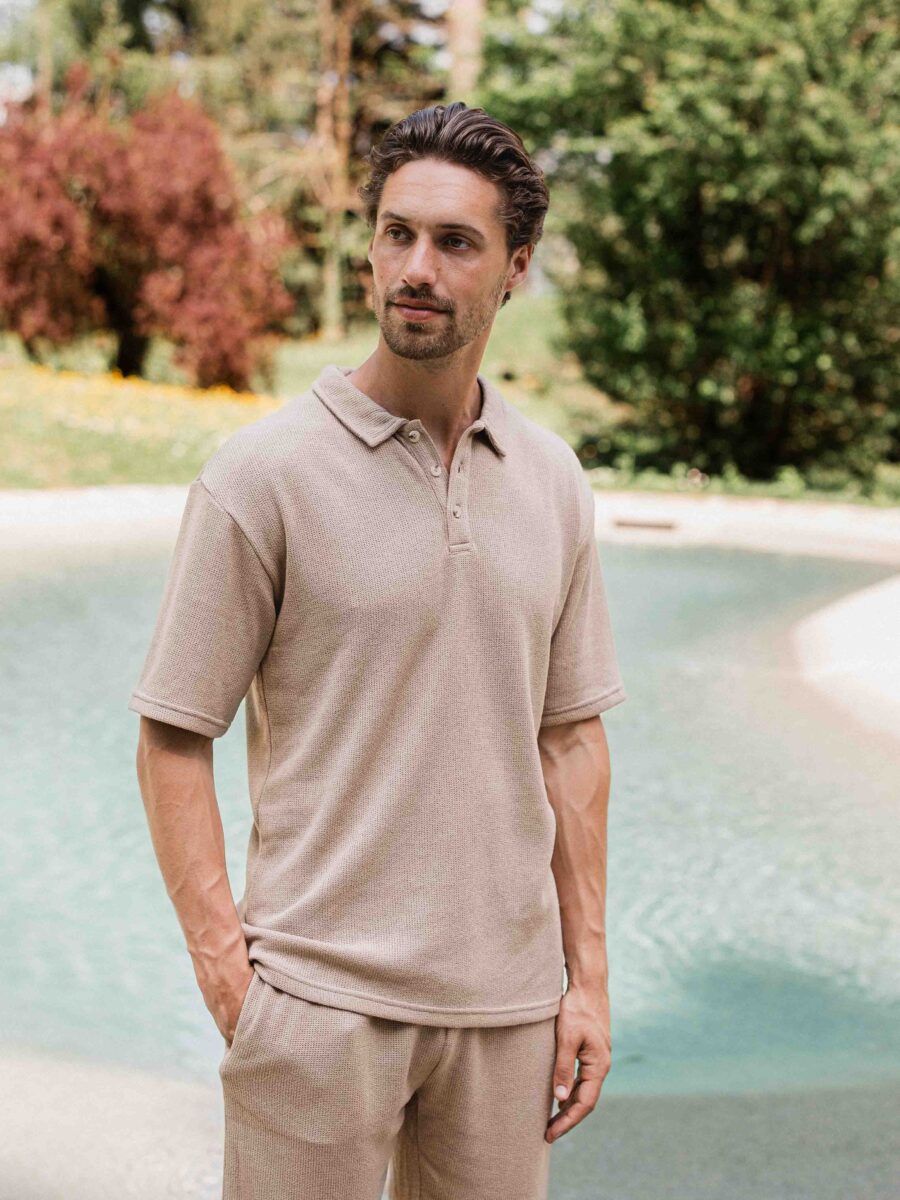 Sand Knitted Polo