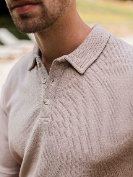 Sand Knitted Polo