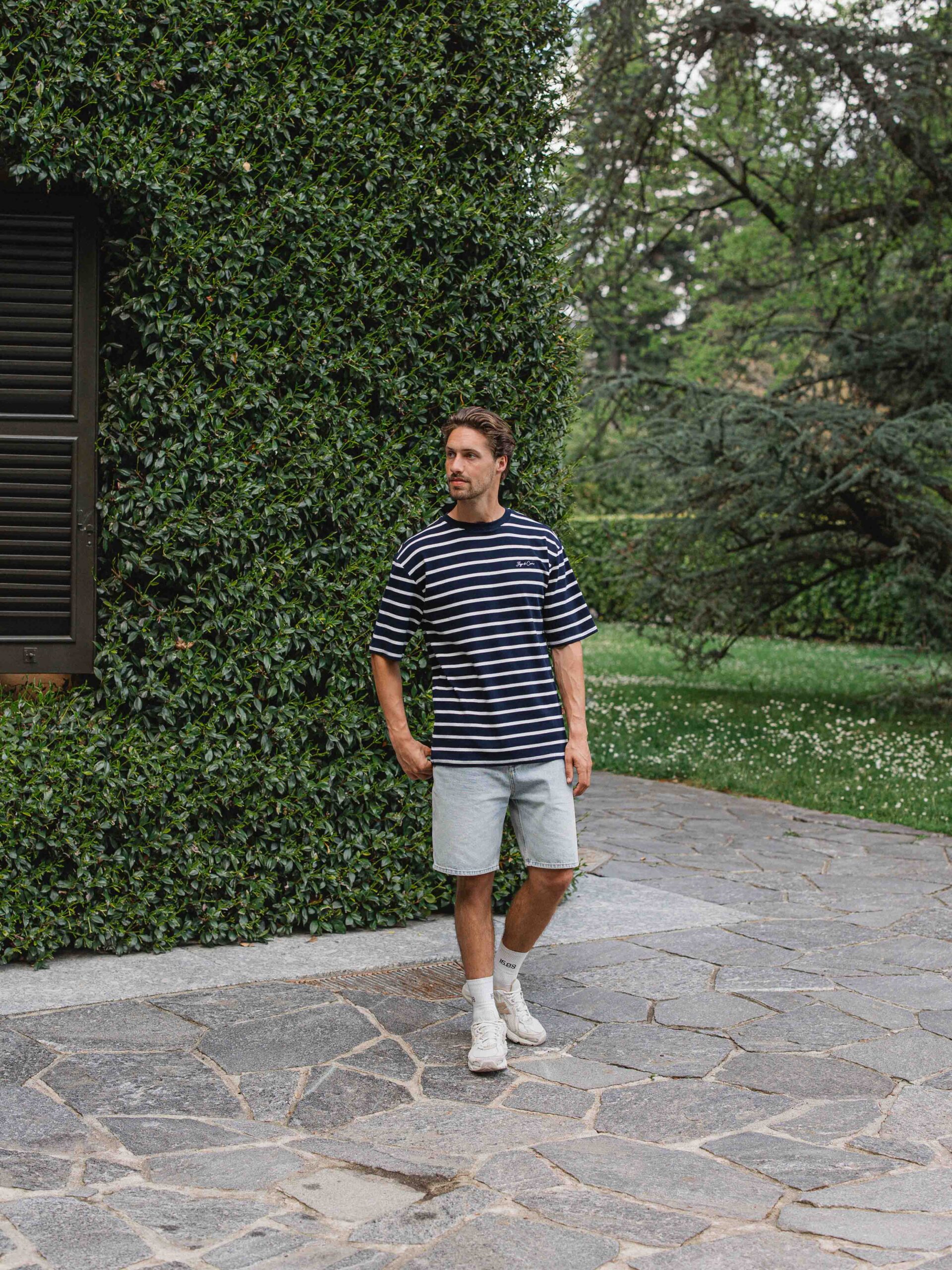 Navy Stripe Oversized T-shirt 1608 WEAR
