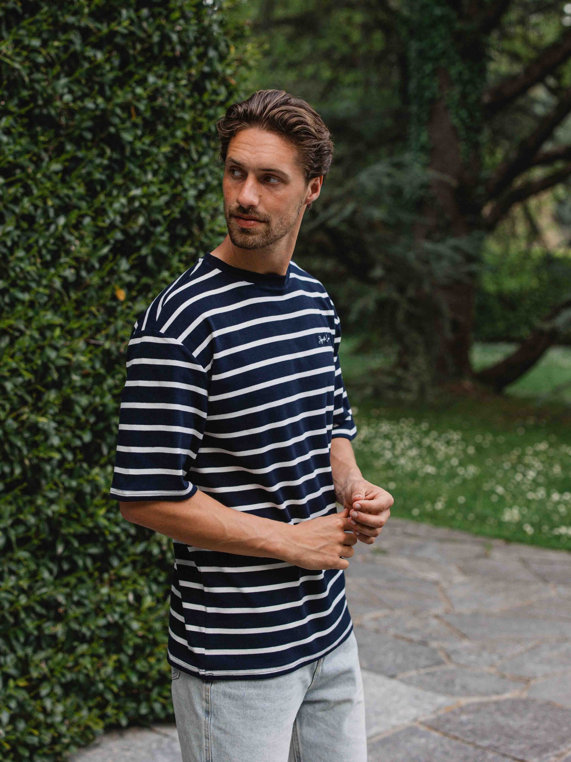 Navy Stripe Oversized T-shirt 1608 WEAR